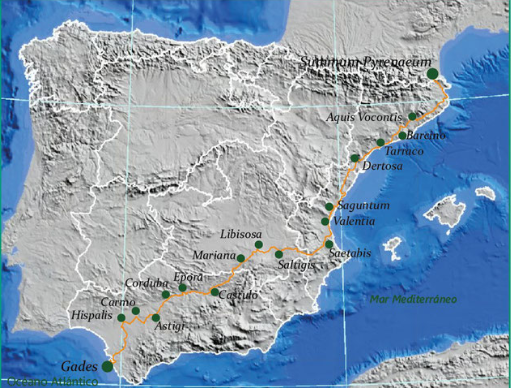 via augusta en bicicleta de cadiz a los Pirineos